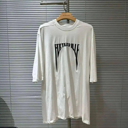 HKSH Summer Men's Tide Dark High Street Trendy Letters Print T-shirt Women Round Collar Cotton Oversized Loose Short Tees HK3578