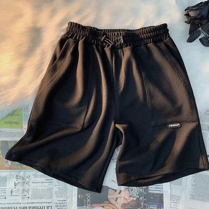 Summer Men's Large Size Sports Suit Breathable Casual Wear Wild High Street Chic Fake Two-piece Casual T-shirt + Simple Shorts