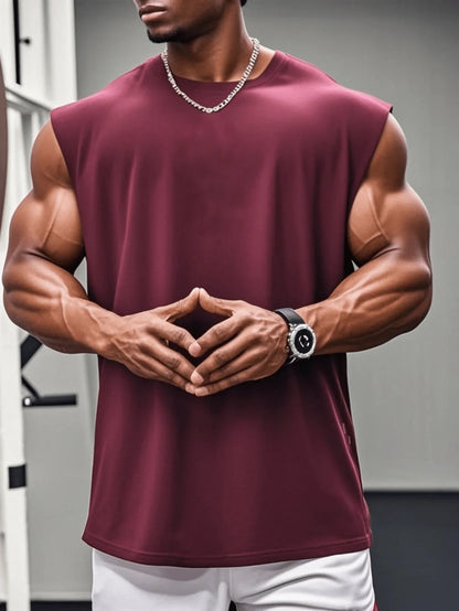 Men's White Sleeveless T-Shirt Tank Top Casual Loose Fit O-Neck Basic Vest Summer Gym Workout Streetwear Tops