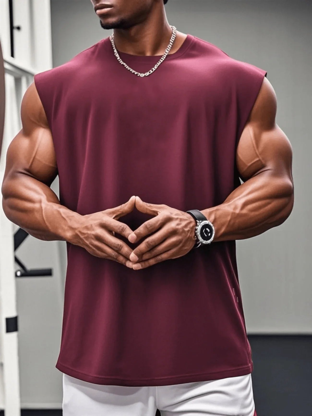 Men's White Sleeveless T-Shirt Tank Top Casual Loose Fit O-Neck Basic Vest Summer Gym Workout Streetwear Tops