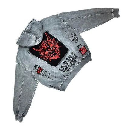 Men's Y2K Devil Print Oversized Hoodie