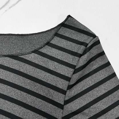 Spring Fall Women's New Basic Models Slim Long-Sleeved Striped t-Shirt Strapless Street Style y2k Thin Tops