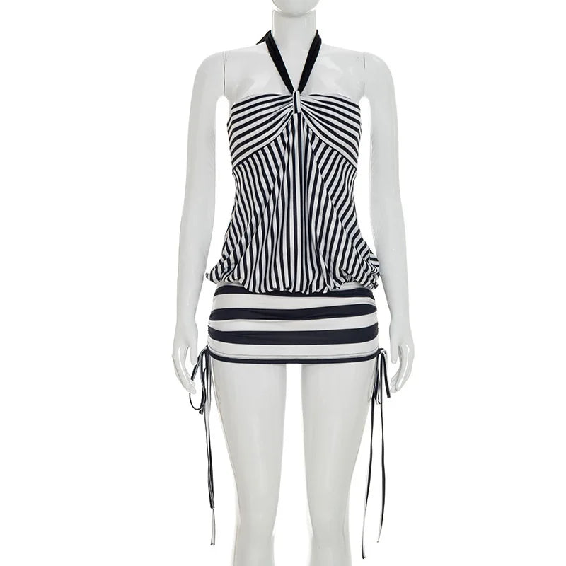 Women's Strapless Striped Bodycon Mini Dress