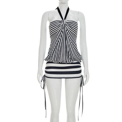 Women's Strapless Striped Bodycon Mini Dress