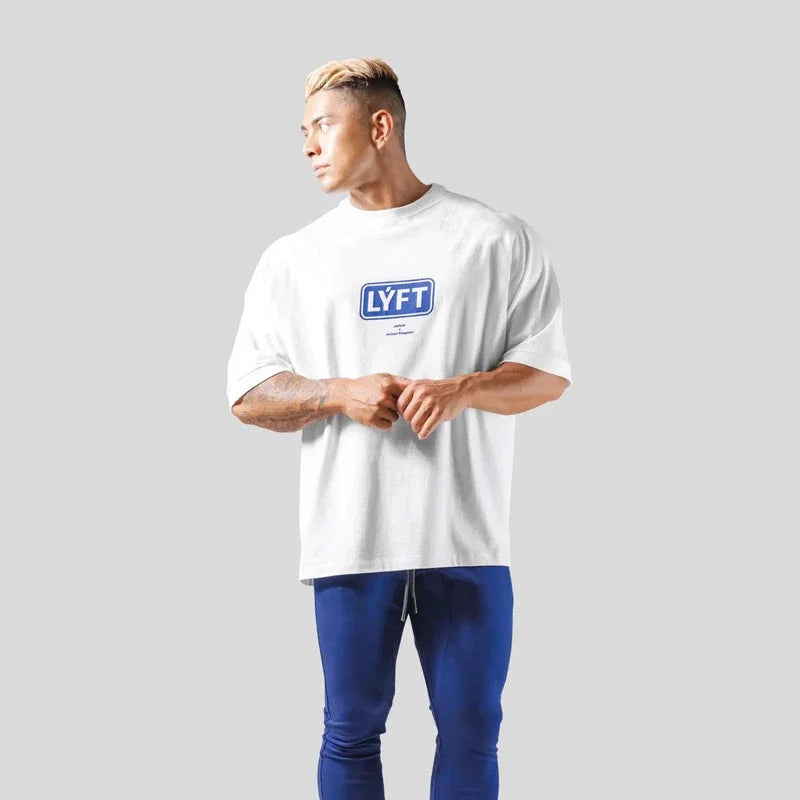 Apex Ritual – メンズレタープリントオーバーサイズスポーツTシャツ – トレーニングストリートウェアTシャツ