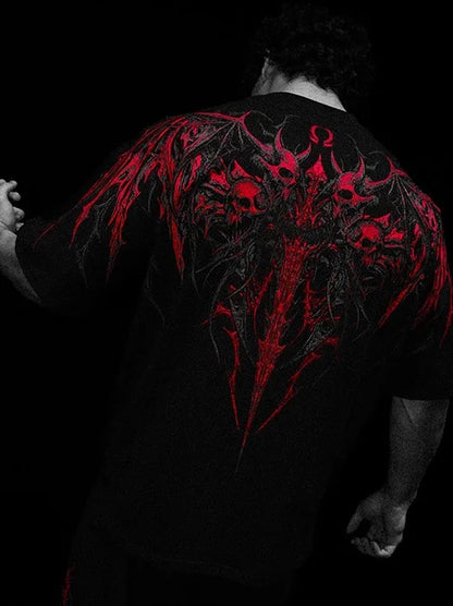 BREATHEDIVINITY Goth dark style pure cotton sports fitness men's short-sleeved t-shirt
