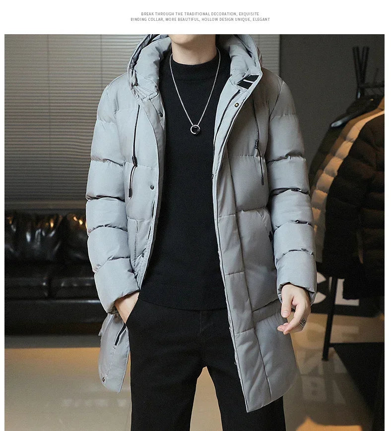 Slim Fit Jackets New Winter Jackets For Men Hooded Casual Long Cotton Jackets Thicker Warm Parkas New Male Outwear Winter Coats