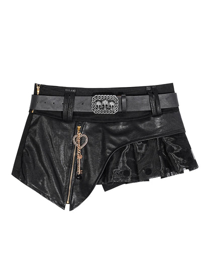 Summer Mini Skirt Sexy American High Street Party Versatile Mini Skirt Black Asymmetrical Metal Chain Punk Rock Gothic Skirt
