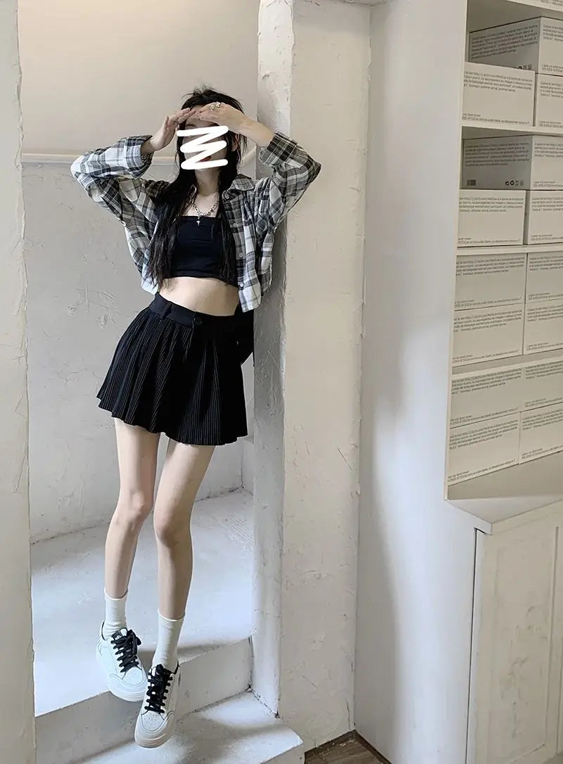 Solid Shorts Women Summer Folds All-match High Waist Stylish Popular Aesthetic Fashion Korean Style Шорты Женские Летние Chic