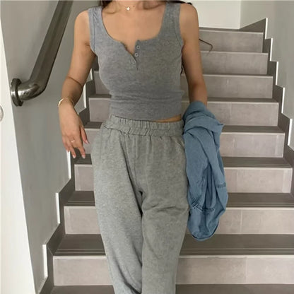Women's Knitted Round-Neck Casual Tank Top