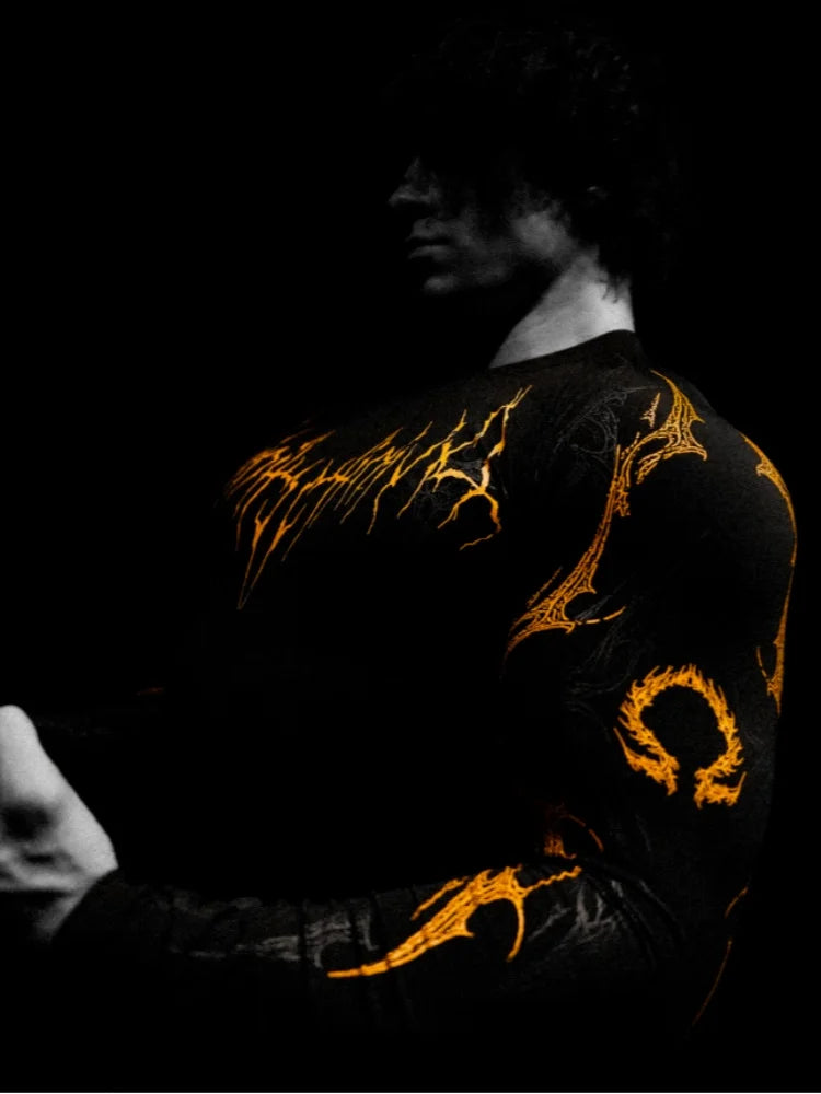 Breathedivinity High-Energy Men's Printed Training Fitness Long-Sleeved Shirt