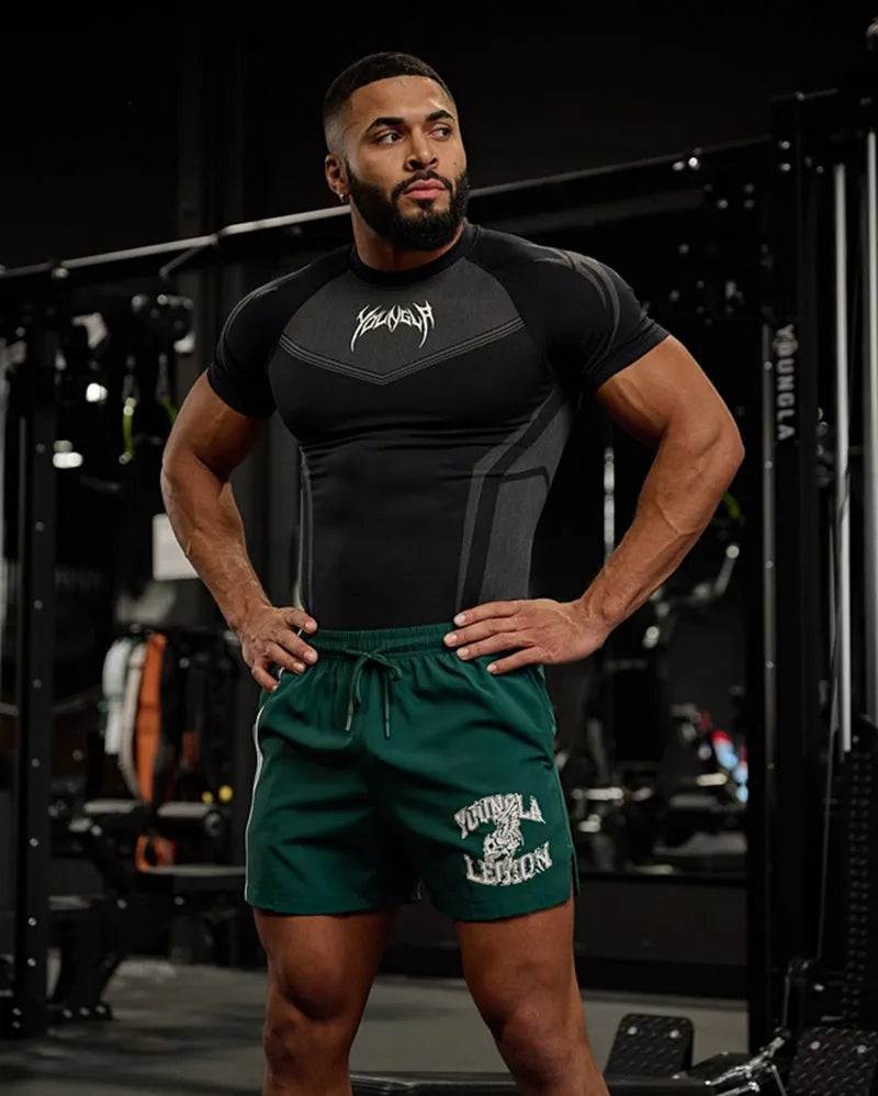Men's Compression Short Sleeve T-Shirt Tribal Print Workout Tops Breathable Quick Dry Athletic Base Layer for Gym Training Bodyb