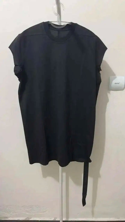 HKSH Summer New Men's Tide Dark Cotton T-shirt Classic Large Size Loose Ragged Edge Solid Color Tank Tops Chic Punk Vest HK2022