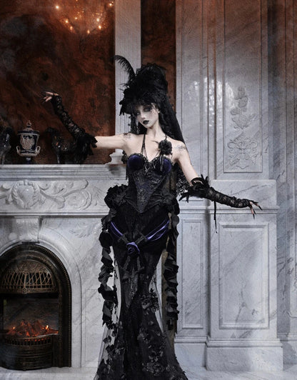 Women's Gothic Velvet Corset Waist Top