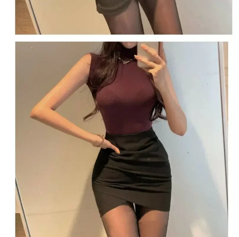 Women's Y2K Vintage Sleeveless Turtleneck Top