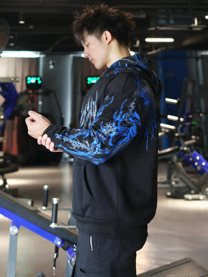 New Men's Fashion Hoodie for Spring/Fall | Street Style Color-Block Print Pullover | Comfortable Versatile with Pockets
