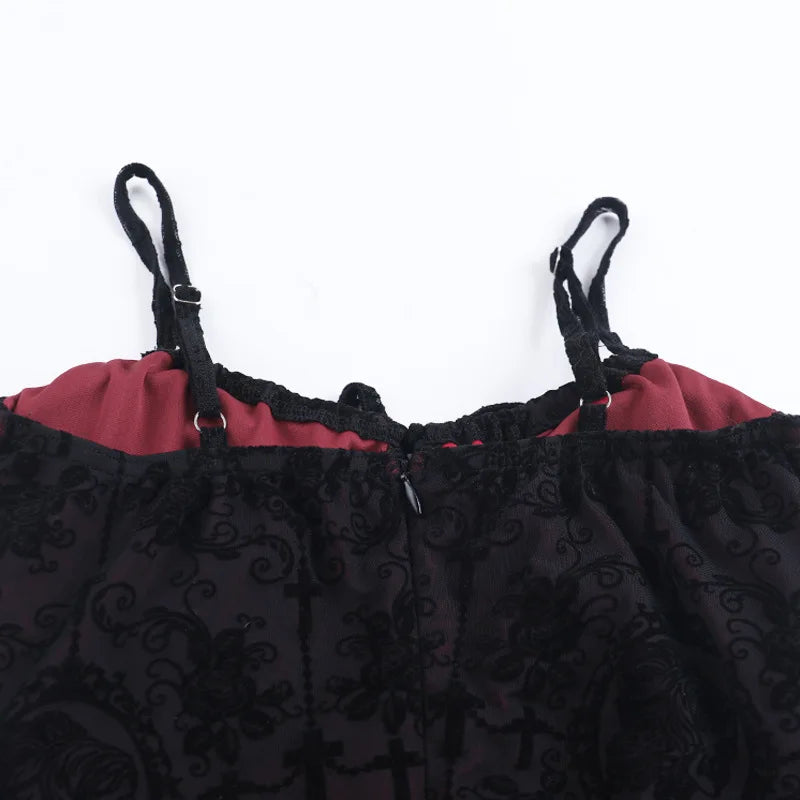 Women's Gothic Cross Strap Mini Dress