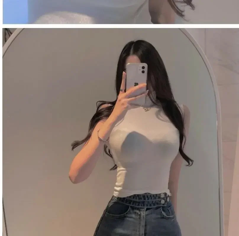 Women's Y2K Vintage Sleeveless Turtleneck Top