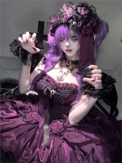 Women's Purple Puffy Party Dress
