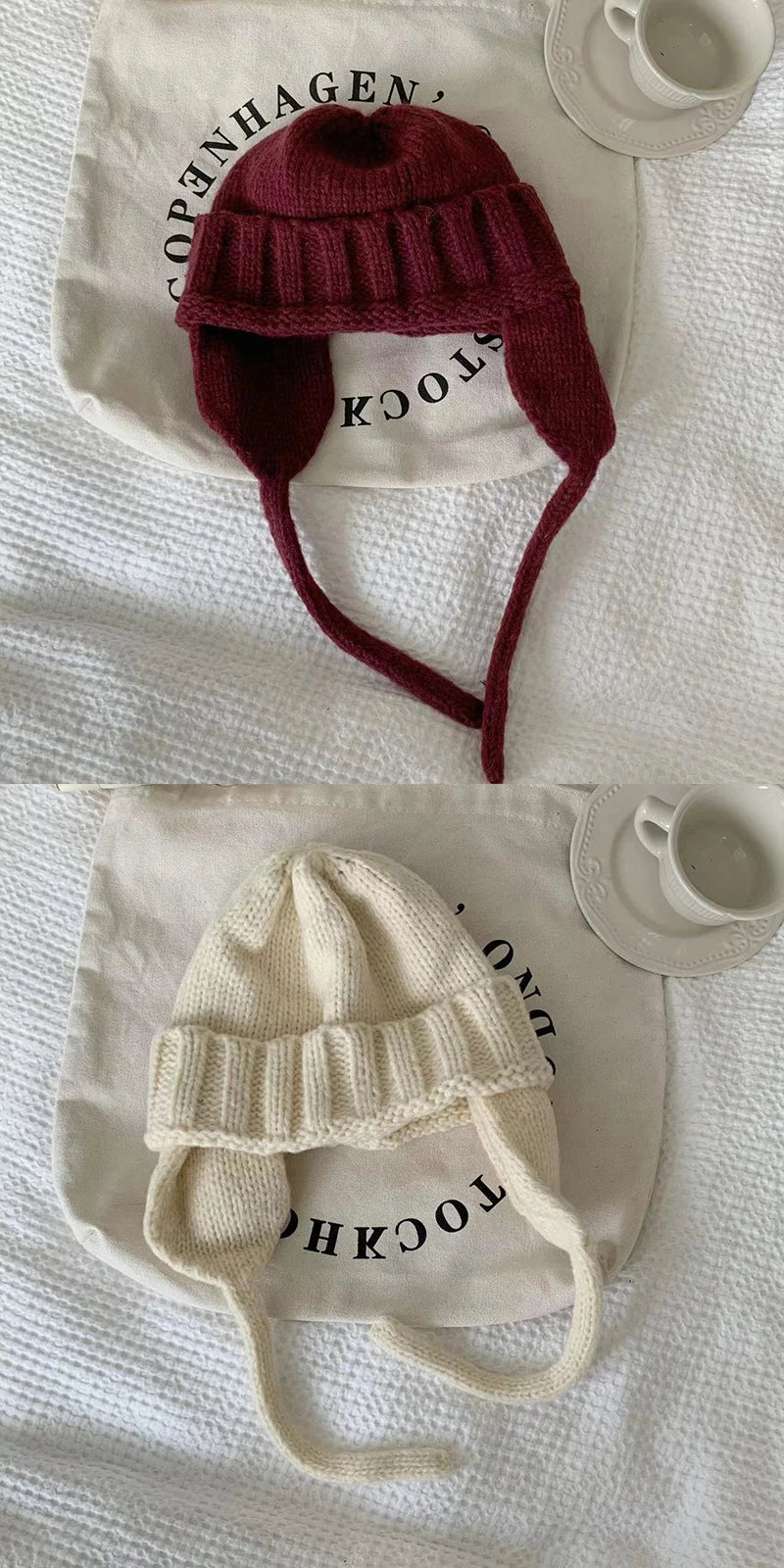 New Winter Cute Candy Colors Knitted Cap Fashion for Women Skullies Beanies Outdoor Windproof Thickened Warm Ear Protection Hat