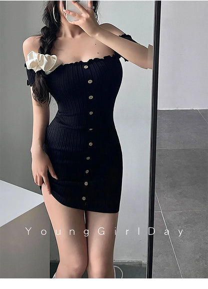 Women's One-Shoulder Knit Mini Dress