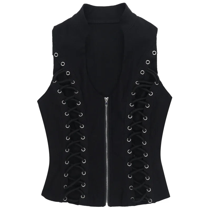 Women's Gothic Zip Slim Tank Top