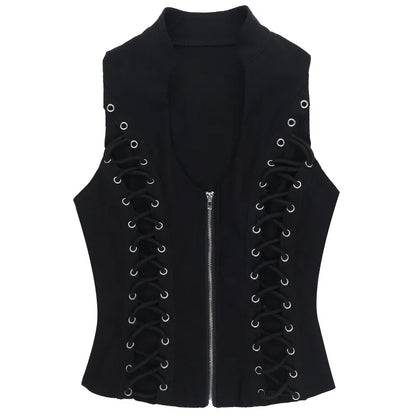 Women's Gothic Zip Slim Tank Top
