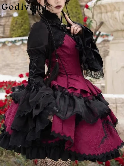 Women's Dark Gothic Lolita A-Line JSK Dress