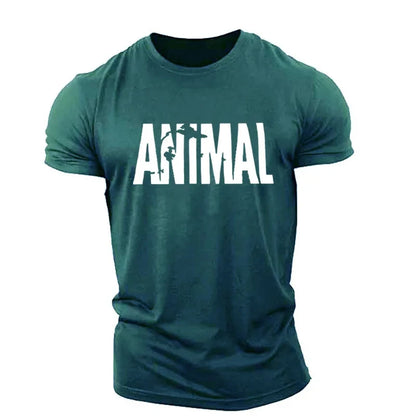 Apex Ritual – Animal Letter メンズオーバーサイズジムTシャツ – ミニマリストOネックストリートウェアスポーツウェア