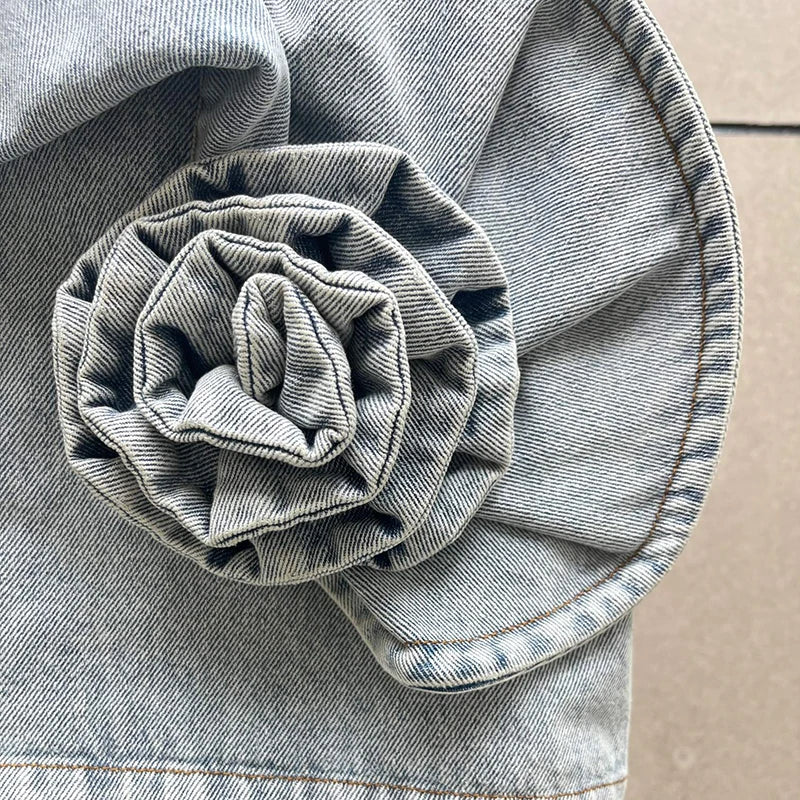 Women's Cowboy Rose Mini Skirt, Fashion Sexy Slim Ultra Short Skirt, Three-dimensional Flower Decoration Half-body Skirt, 2025,