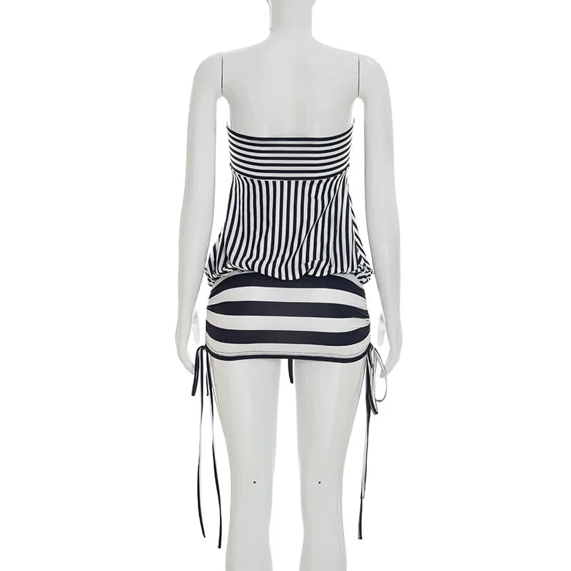 Women's Strapless Striped Bodycon Mini Dress