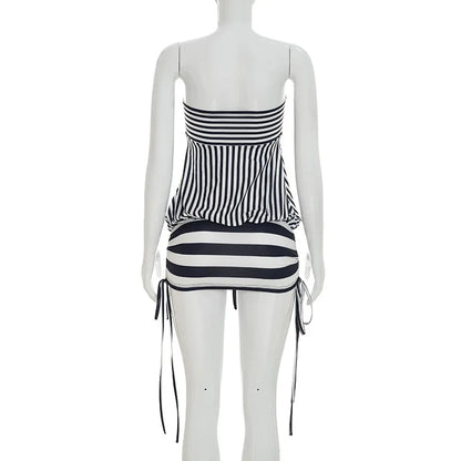 Women's Strapless Striped Bodycon Mini Dress
