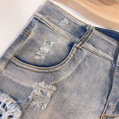 2026 New Women's Sexy High Waisted Raw Edge Tight Jeans Denim Shorts Summer Holiday S-XXL