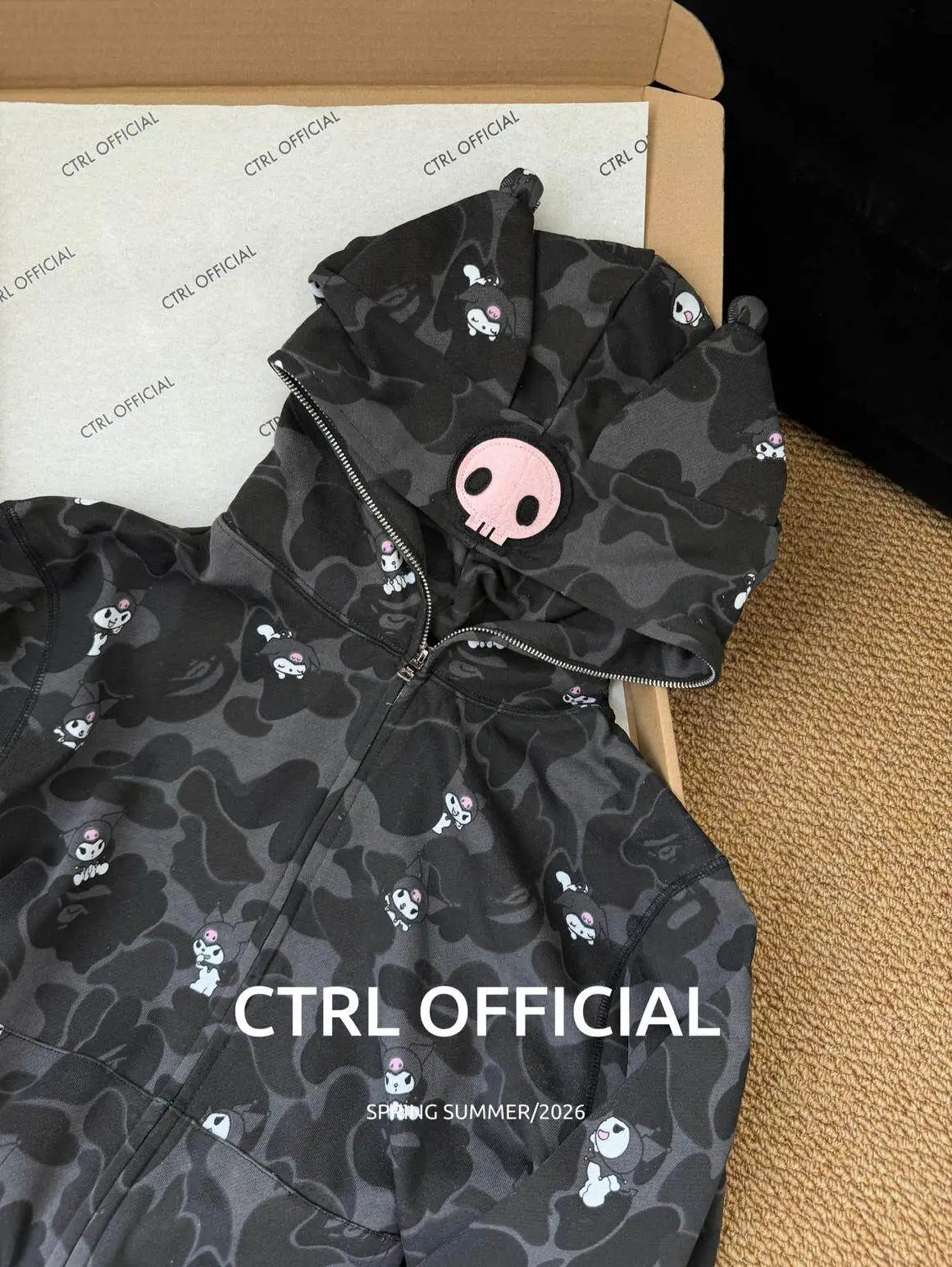 In  Stock  Anime Hello Kittys Hooded Jacket Girl Commuting Coat Jacket Kuromi Anime 3d Ears Hooded Cute Leopard Print Clothes