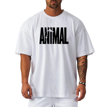 Apex Ritual – メンズオーバーサイズメッシュジムTシャツ – 速乾性トレーニング＆ランニングTシャツ