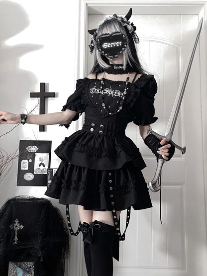 Women's Gothic Puff-Sleeve Sweetheart Dress
