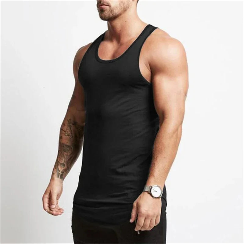 Bodybuilding New Brand Solid Tank Top Men Stringer Tanktop Fitness Singlet Sleeveless Shirt Workout Man Undershirt Gym Clothing