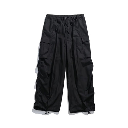 2024 New Summer Japanese Mens Set Harajuku Mid Sleeved Trendy Shirt+ Wide-leg Cargo Pants 2-pcs Thin Casual College Male Suit