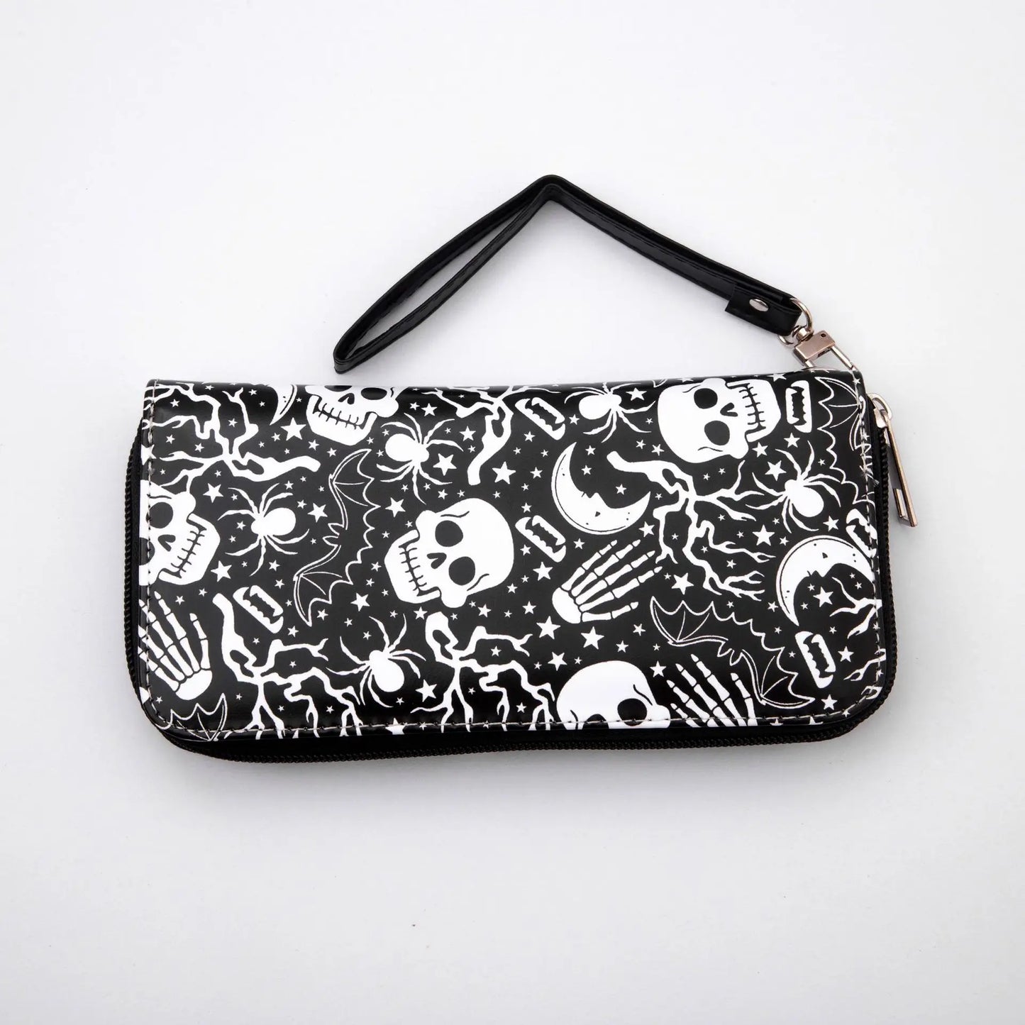New Punk Style Skull Wallet Black Gothic Pu Leather Women Men Wallet Ghost Printing Purse Unique Design Stylish Long Wallets