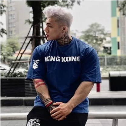 casual sportswear men sports short sleeved T-shirt men summer loose cotton tops large size outdoor gym running training T-shirt