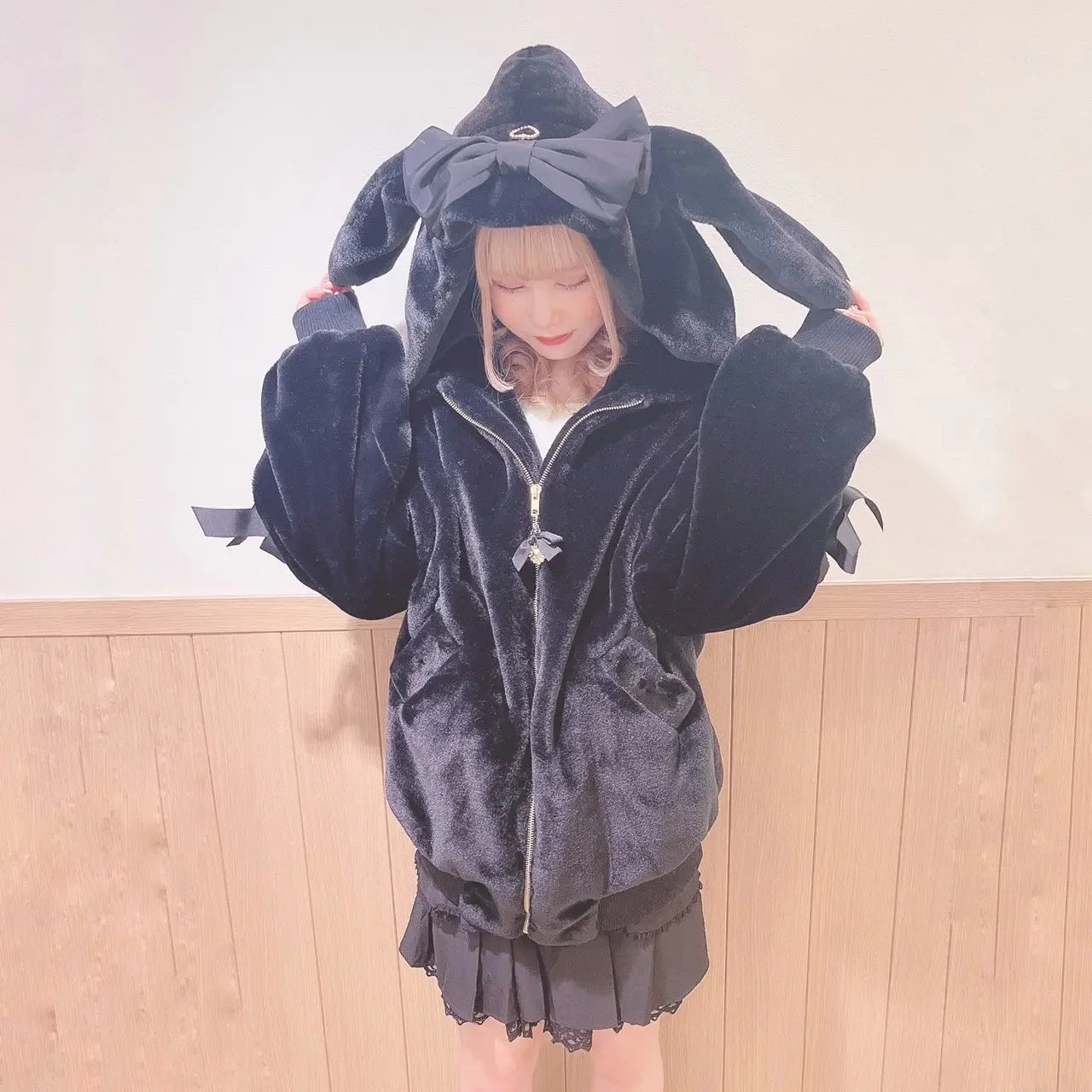 High Quality Japanese Winter New Sweet Cute Mine Cute Rabbit Ear Plush Cotton Coat Jacket Girl Lolita Fur Coats Women Parkas