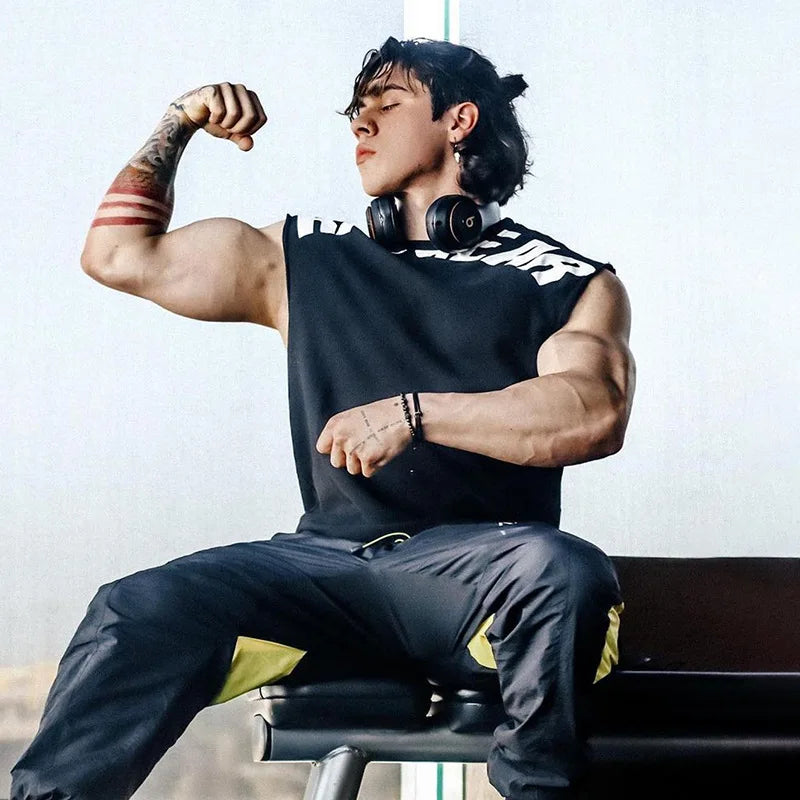 Men's Summer Cotton Tank Top Muscle Gym Fitness Workout Sleeveless Shirts O-Neck Vest Casual Sports Tops Male Trendy Breathable