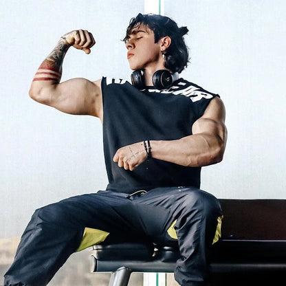 Men's Summer Cotton Tank Top Muscle Gym Fitness Workout Sleeveless Shirts O-Neck Vest Casual Sports Tops Male Trendy Breathable