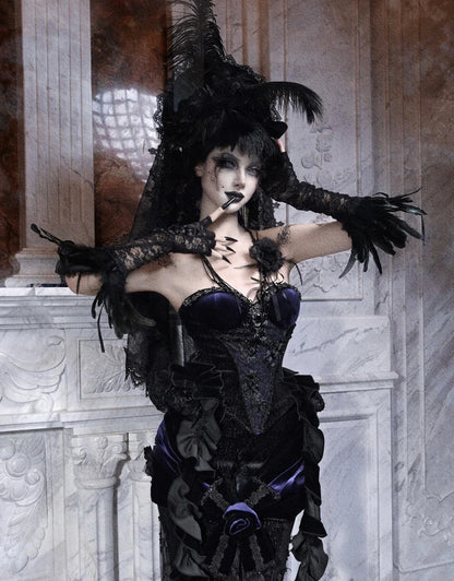 Women's Gothic Velvet Corset Waist Top