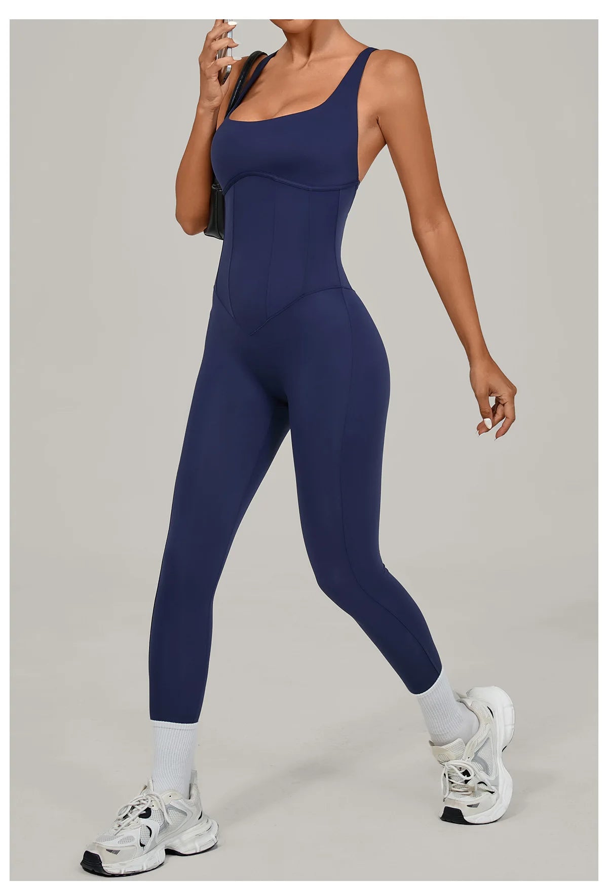 Women's Workout Backless Purple Jumpsuit