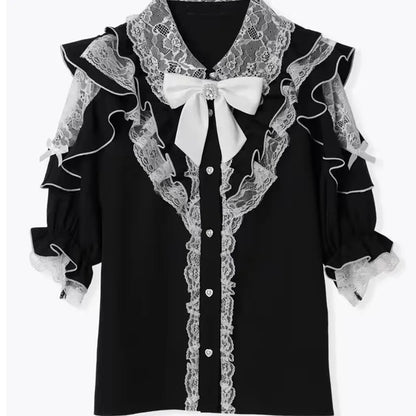 Women's Jirai Kei Lolita Long-Sleeve Blouse