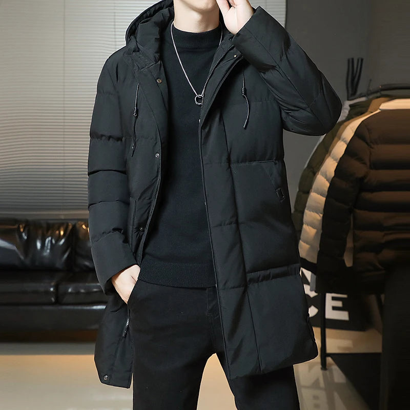 Slim Fit Jackets New Winter Jackets For Men Hooded Casual Long Cotton Jackets Thicker Warm Parkas New Male Outwear Winter Coats