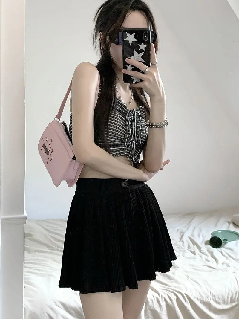 Solid Shorts Women Summer Folds All-match High Waist Stylish Popular Aesthetic Fashion Korean Style Шорты Женские Летние Chic