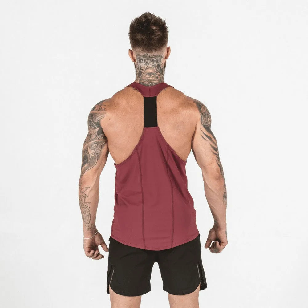 Men’s Gym Stringer Tank Top – Muscle Fit Sleeveless Workout Shirt, Deep Scoop Neck Racerback for Bodybuilding & Training