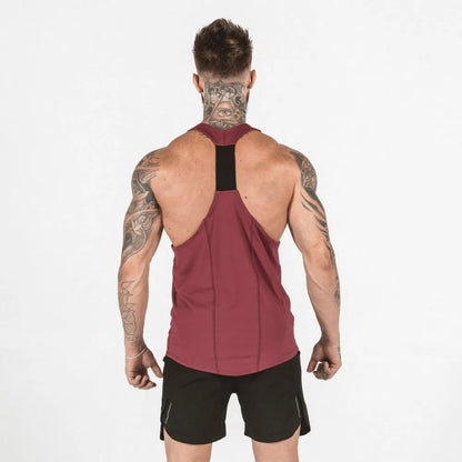 Men’s Gym Stringer Tank Top – Muscle Fit Sleeveless Workout Shirt, Deep Scoop Neck Racerback for Bodybuilding & Training
